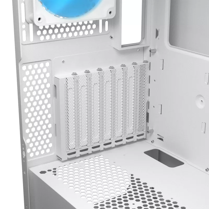 COUGAR PC Midi Tower skriňa Airface FLO ARGB biela — 2x180mm vpredu, 1x120mm vzadu, podporuje 2,5 palca/3,5 palca HDD, 240×480×509 mm
