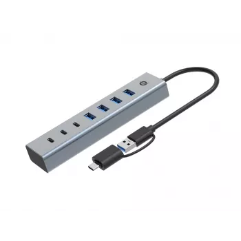 Conceptronic HUBBIES20GP 7-portový USB 3.0 hub s napájacím zdrojom, 5Gbps, USB-C x 3, USB-A x 4