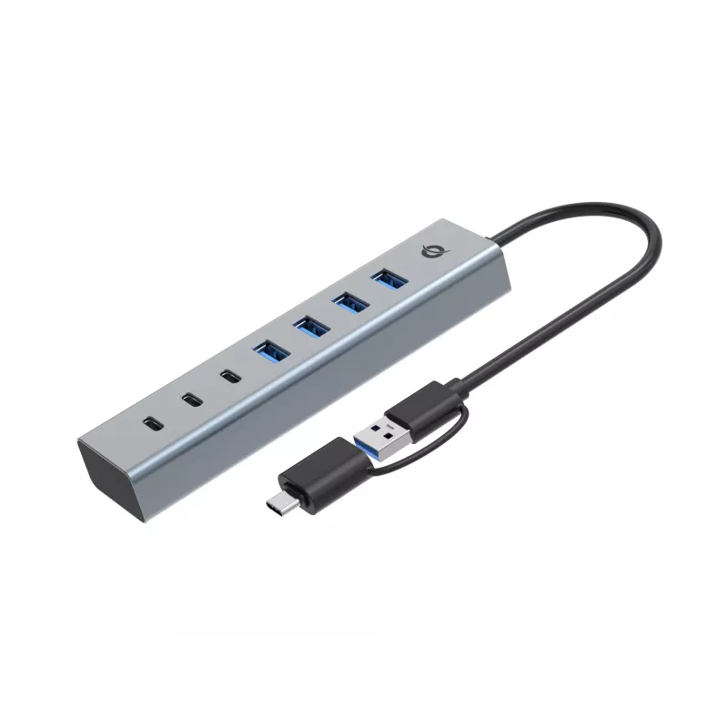 Conceptronic HUBBIES20GP 7-portový USB 3.0 hub s napájacím zdrojom, 5Gbps, USB-C x 3, USB-A x 4
