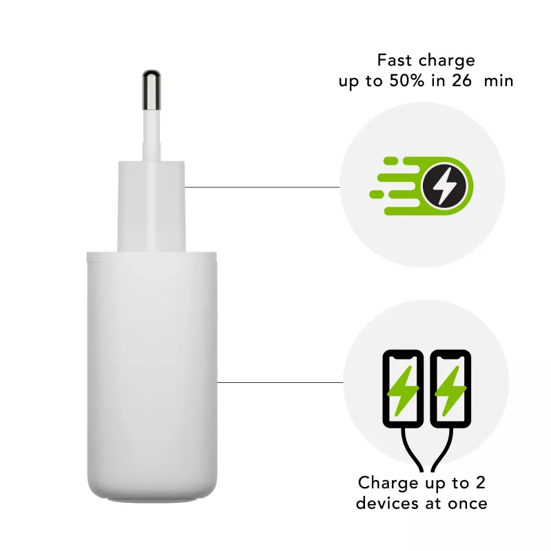 dbramante1928 re-charge Pro - EU nástenná nabíjačka 2x USB-C 20W - W