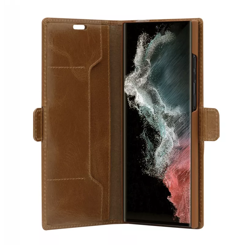 Puzdro s klopou dbramante1928 Copenhagen slim pre Samsung Galaxy S22 Ultra, 6,8 inch displej, Tan