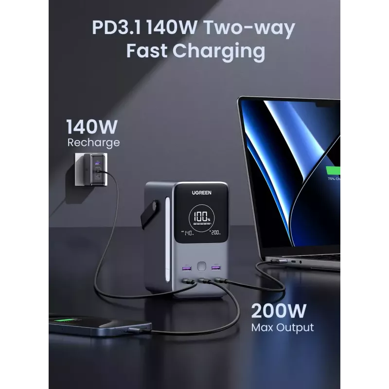 Ugreen Nexode powerbank 48000 mAh lítium sivá