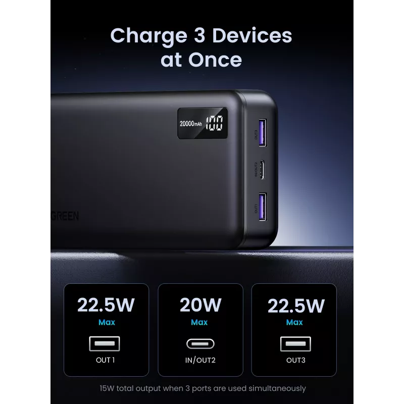 Ugreen 25683 powerbank 20000 mAh čierna