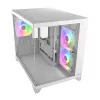 Mini Tower PC skriňa Cougar FV150 ARGB biela — Micro-ATX / Mini-ITX, bočné okno, 2x120mm + 1x120mm ventilátory, 2,5 palcové a 3,5 palcové pozície