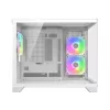 Mini Tower PC skriňa Cougar FV150 ARGB biela — Micro-ATX / Mini-ITX, bočné okno, 2x120mm + 1x120mm ventilátory, 2,5 palcové a 3,5 palcové pozície