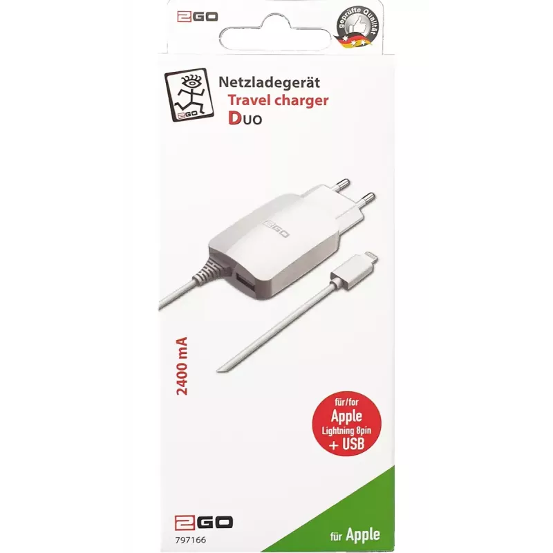 Mobilná nabíjačka 2GO 797166 univerzálna biela AC interiér 5V 1,4m
