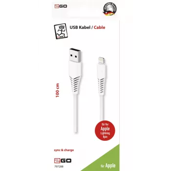 Lightning kábel 2GO 797288 1 m biely USB B