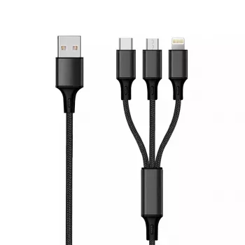 USB kábel 2GO 797154 3m USB B USB C/Micro-USB B/Lightning čierny