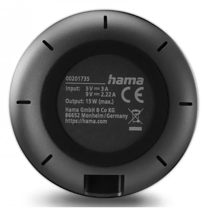 Hama 00201735 mobilná nabíjačka smartfón čierna USB bezdrôtové nabíjanie rýchle nabíjanie interiér