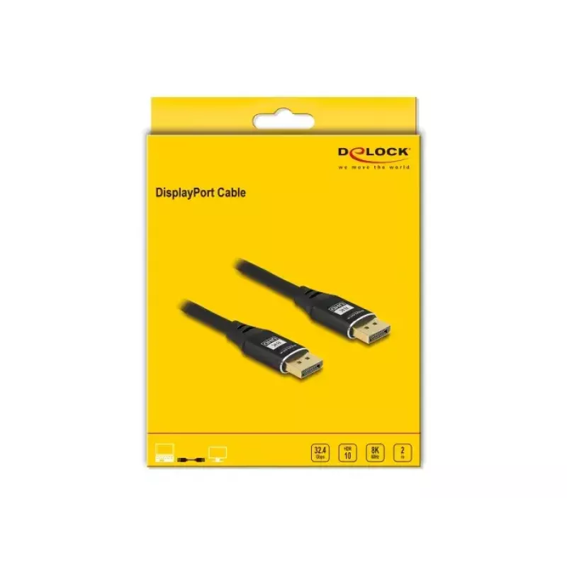 DeLOCK DisplayPort kábel 8K 60 Hz 2 m čierny kov