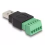 DeLOCK USB 2.0 Type-A konektor samec na svorkovnicový adaptér, 2-dielny, čierny zelený