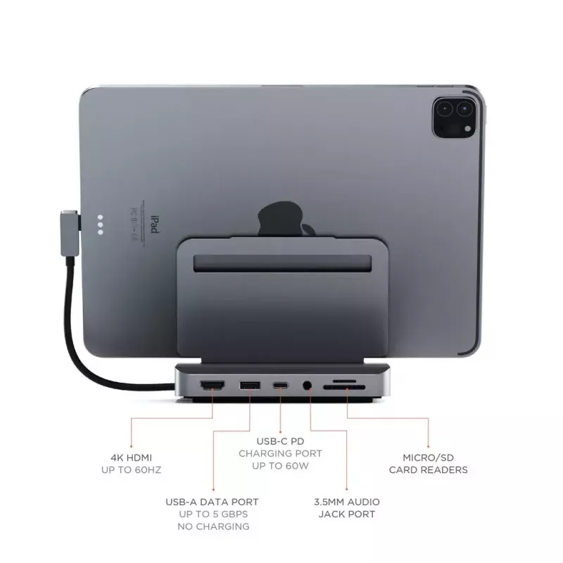 Dokovacia stanica pre notebook Satechi ST-TCSHIPM USB-C (USB 3.2 Gen 1) s HDMI, SD/MicroSD, 60W PD, sivá