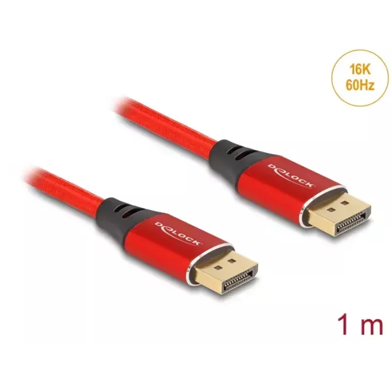 DeLOCK DisplayPort kábel 16K 60 Hz 1 m červený kov
