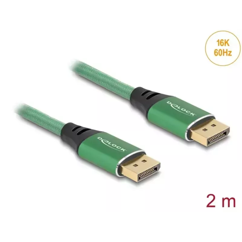 DeLOCK DisplayPort kábel 16K 60 Hz 2 m zelený kov