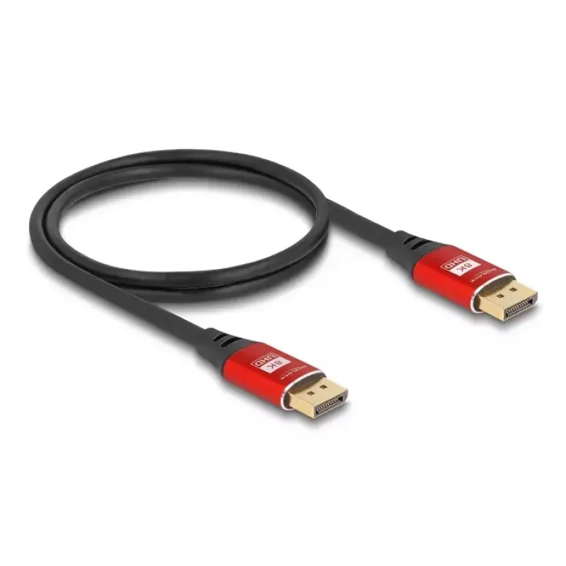 DeLOCK DisplayPort kábel 8K 60 Hz 1 m červený kovový