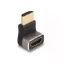 DeLOCK HDMI adaptér konektor samec na konektor samica 90° zahnutý nadol 8K 60 Hz sivý kovový