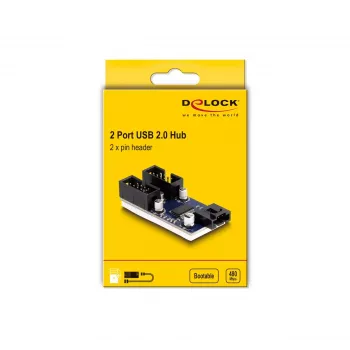 DeLOCK USB 2.0 pin header hub 2 porty čierny modrý
