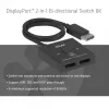 DisplayPort 2-in-1 obojsmerný switch CLUB3D CSV-1009 — 2x DisplayPort výstupy, 8K@60Hz, čierna