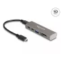 DeLOCK 3 port USB hub 10 Gbps so SD Micro SD čítačkou kariet Type-C