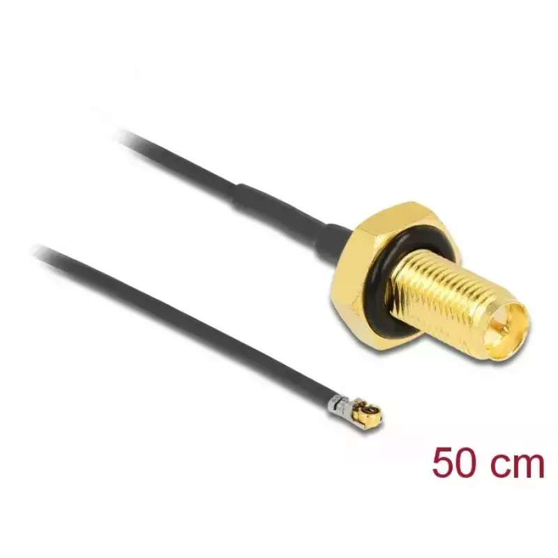 Koaxiálny kábel DeLOCK 12661 0,5 m RP-SMA MHF 4L LK čierny