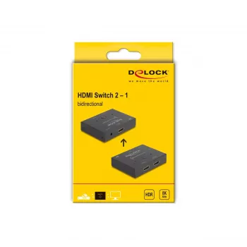 DeLOCK HDMI 2-1 prepínač obojsmerný 8K 60 Hz kov čierny