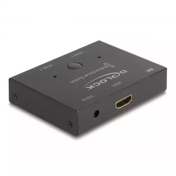 DeLOCK HDMI 2-1 prepínač obojsmerný 8K 60 Hz kov čierny