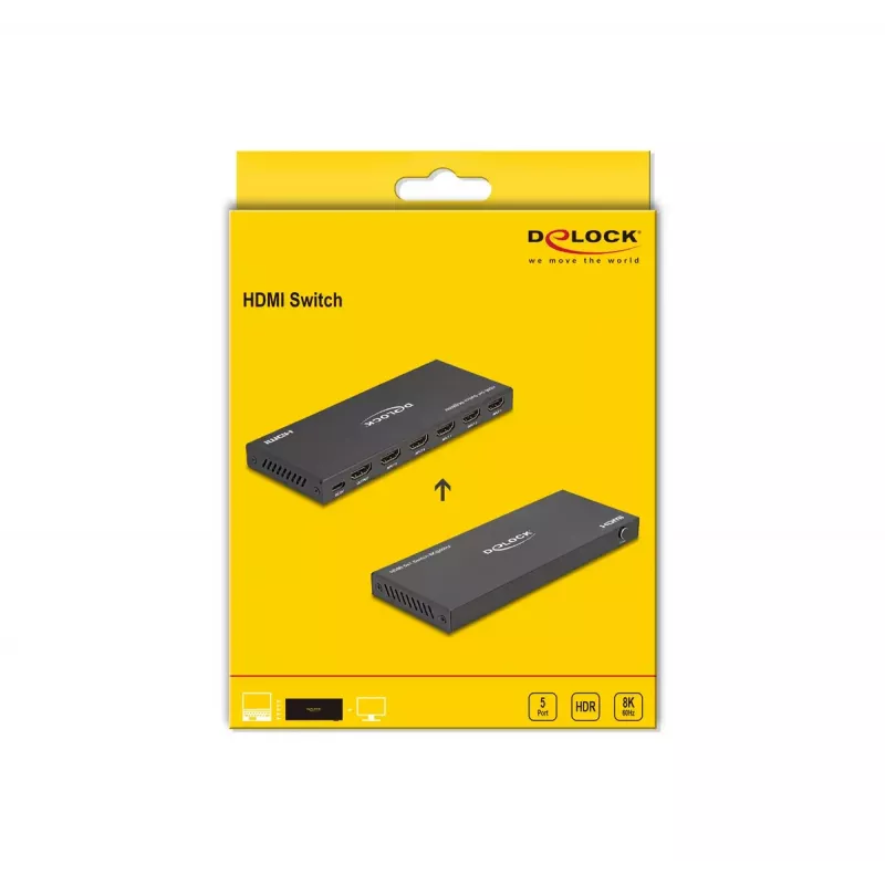 DeLOCK HDMI prepínač 5 x HDMI in na 1 x HDMI out, 8K 60 Hz