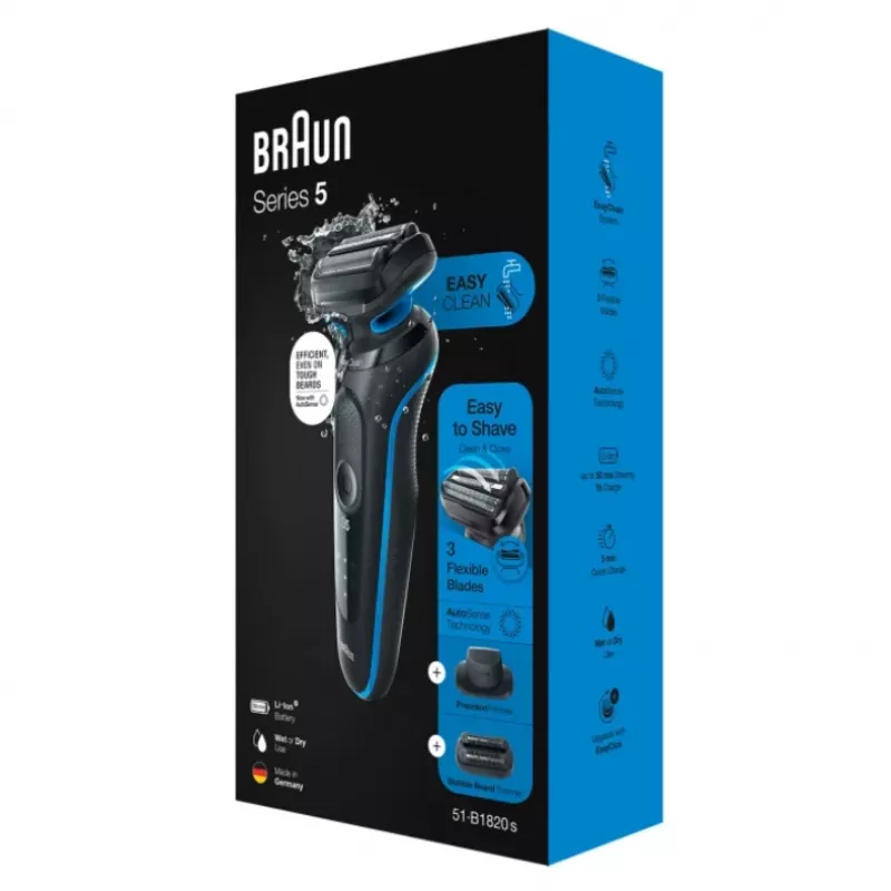 Braun Series 5 51-B1820s fóliový holiaci strojček čierna, modrá
