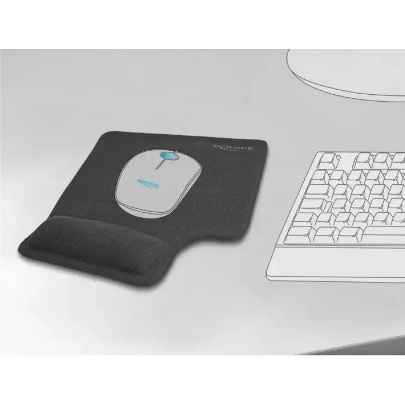 DeLOCK ergonomická podložka pod myš s gélovou opierkou zápästia pre ľavákov čierna