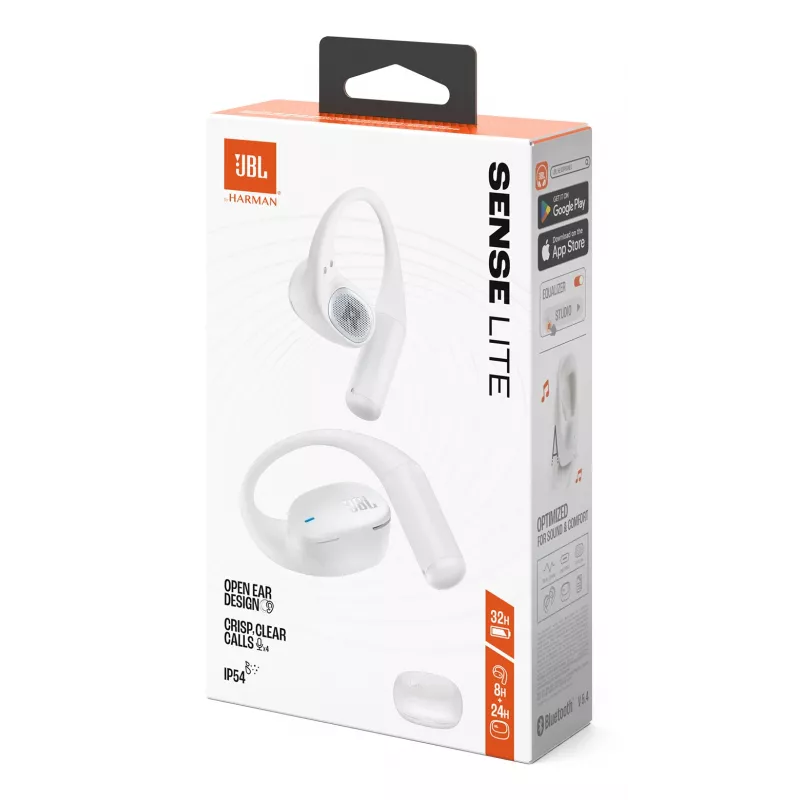 Headset JBL Sense Lite — bezdrôtové Bluetooth slúchadlá s ušným hákom, intraaurálne, 20–20000 Hz, 83,5 g, biela