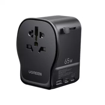 AC vnútorná nabíjačka pre mobilné zariadenia UGREEN 55001 — 2× USB-C, 100–240 V, rýchle nabíjanie, čierna/sivá