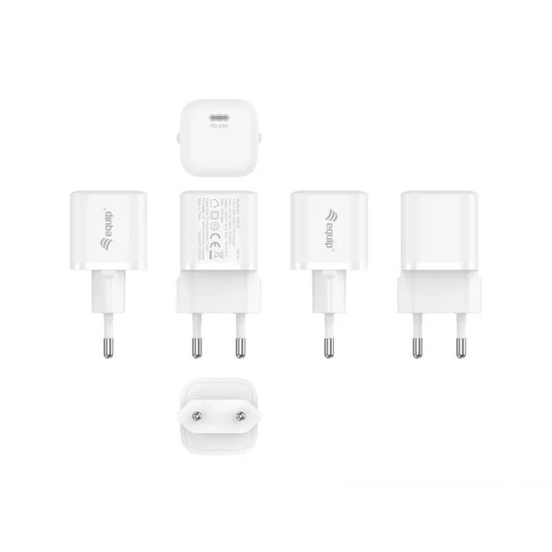 Equip 1-portová 20W USB-C PD nabíjačka vnútorná AC biela 100-240V