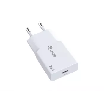 Nástenná nabíjačka EQUIP 1-portová 20W GaN USB-C PD — vstup 100–240V, max. výstup 12V, biela