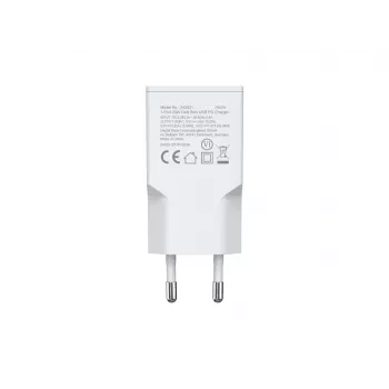 Nástenná nabíjačka EQUIP 1-portová 20W GaN USB-C PD — vstup 100–240V, max. výstup 12V, biela