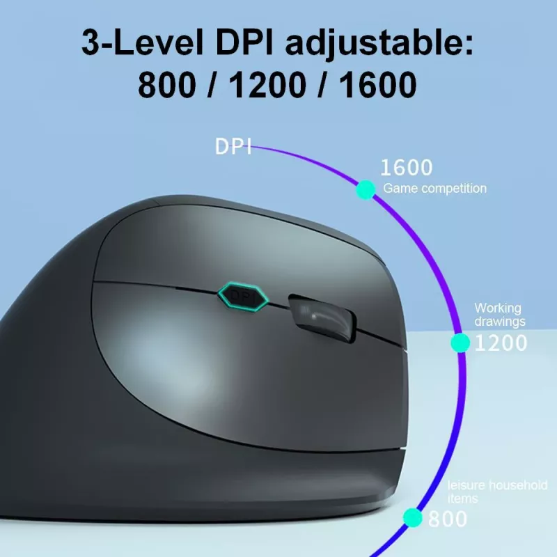 EQUIP ergonomická vertikálna bezdrôtová myš pre pravákov, 1600 DPI, RF Wireless + Bluetooth, nabíjateľná, 6 tlačidiel, čierna