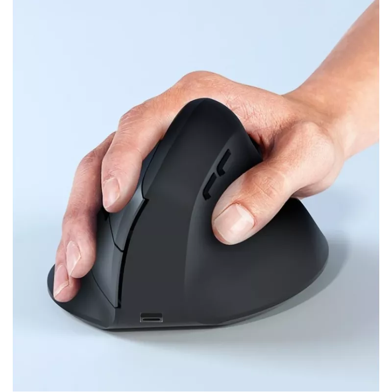 EQUIP ergonomická vertikálna bezdrôtová myš pre pravákov, 1600 DPI, RF Wireless + Bluetooth, nabíjateľná, 6 tlačidiel, čierna