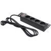 Zásuvkový blok QOLTEC 54603 — 1U rack-montovateľný, 16A vstup, 4× Schutzkontakt zásuvky