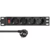Zásuvkový blok QOLTEC 54603 — 1U rack-montovateľný, 16A vstup, 4× Schutzkontakt zásuvky