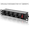 Zásuvkový blok QOLTEC 54603 — 1U rack-montovateľný, 16A vstup, 4× Schutzkontakt zásuvky