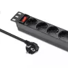 Zásuvkový blok QOLTEC 54603 — 1U rack-montovateľný, 16A vstup, 4× Schutzkontakt zásuvky