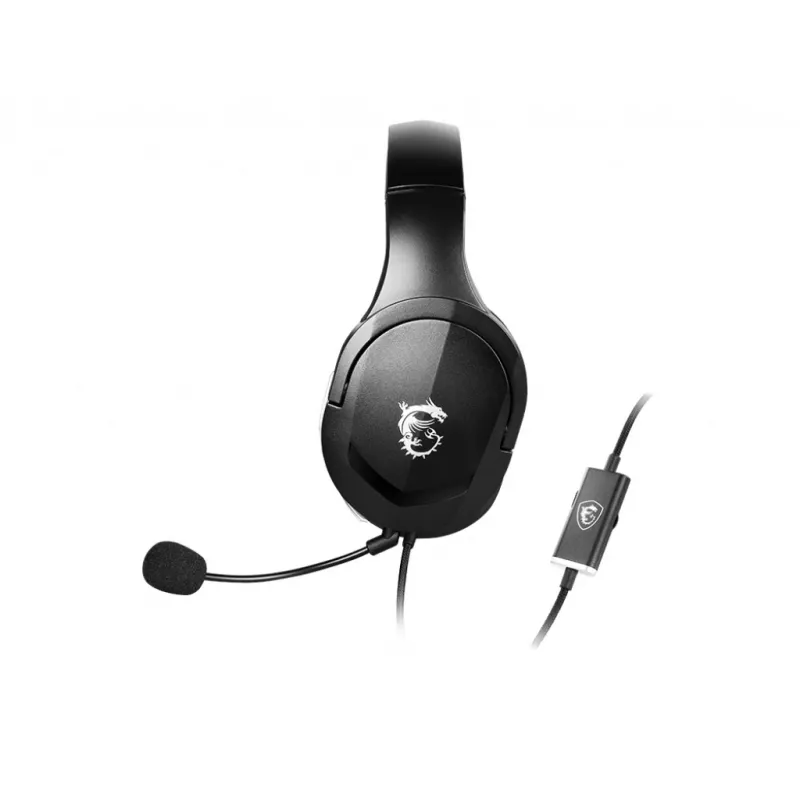 MSI IMMERSE GH20 herný headset '3,5-mm-Inline s audio splitter príslušenstvom, čierny, 40-mm meniče, jednosmerný mikrofón, PC a multiplatformová kompatibilita'
