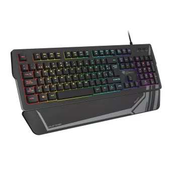 Gaming klávesnica GENESIS Rhod 350 RGB – 104-klávesová USB QWERTY španielska v plnej veľkosti, čierna, RGB podsvietenie, podložka pod ruky