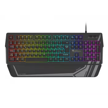 Gaming klávesnica GENESIS Rhod 350 RGB – 104-klávesová USB QWERTY španielska v plnej veľkosti, čierna, RGB podsvietenie, podložka pod ruky