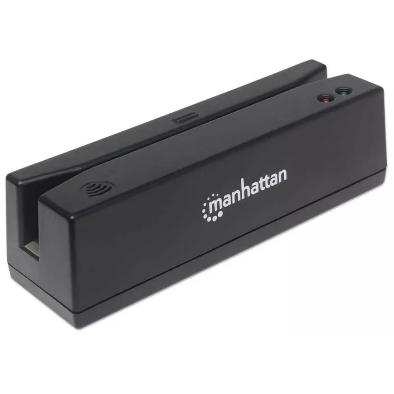 Manhattan USB-A čítačka magnetických kariet, trojstopová čítačka, dekodér klávesnicového wedge, kábel 1,5 m, čierna, tri roky záruka