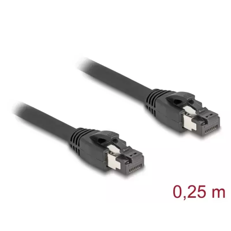 DeLOCK RJ45 sieťový kábel Cat.8.1 S/FTP 25 cm 40 Gbit/s čierny