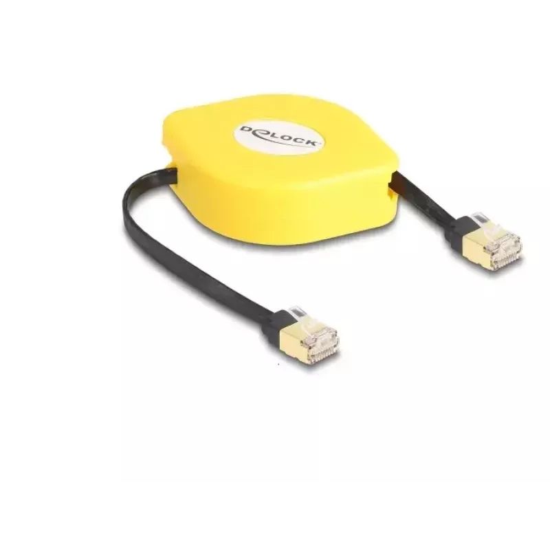 DeLOCK RJ45 zvinovací kábel Cat.6A STP 1,5 m čierny žltý