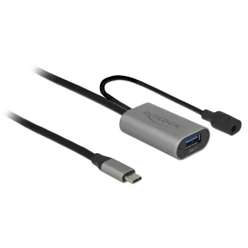 USB kábel DeLOCK 85391 USB 3.2 Gen 1 5 m USB-A USB-C čierny sivý