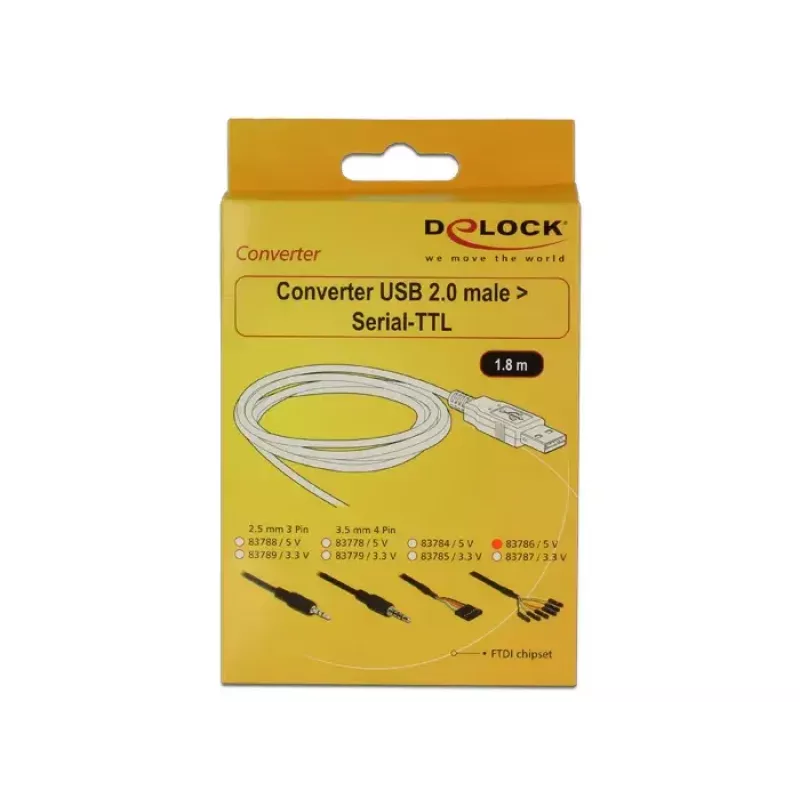 USB kábel DeLOCK 1,8 m USB2.0-A/TTL 6-pinový čierny