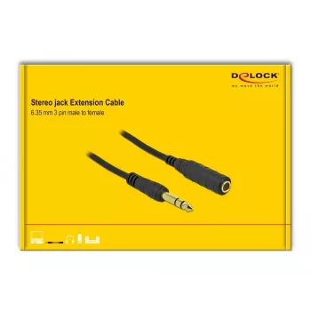 Predlžovací stereo kábel s jack konektorom DeLOCK 86767 6,35 mm 5 m čierny