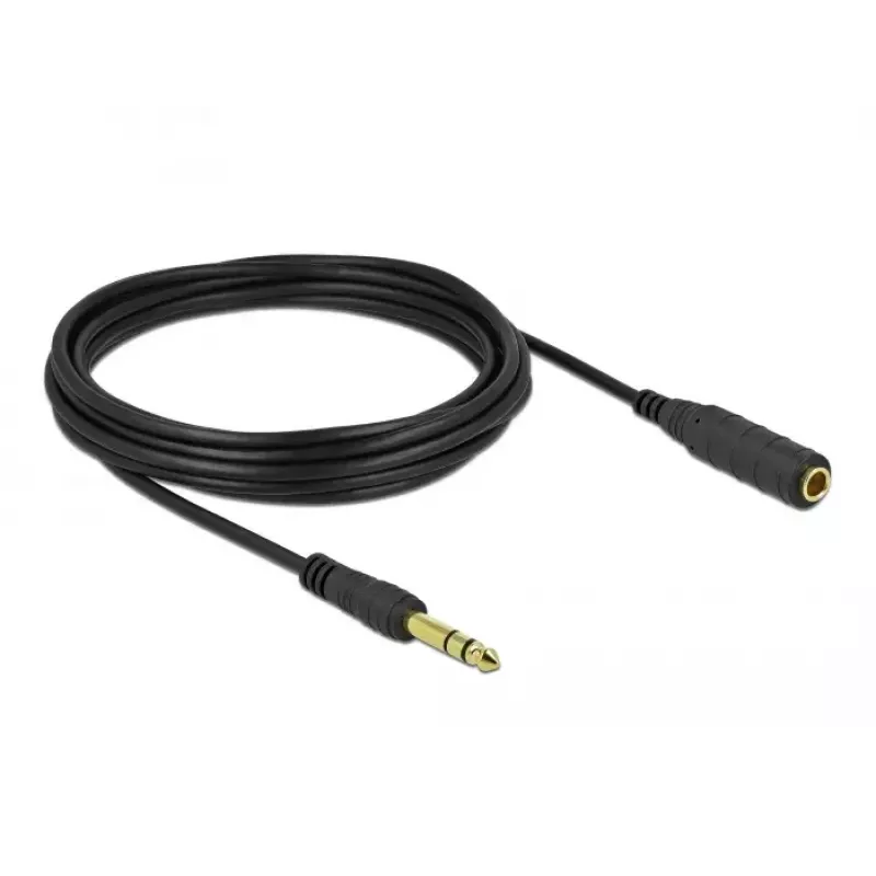 Predlžovací stereo kábel s jack konektorom DeLOCK 86767 6,35 mm 5 m čierny